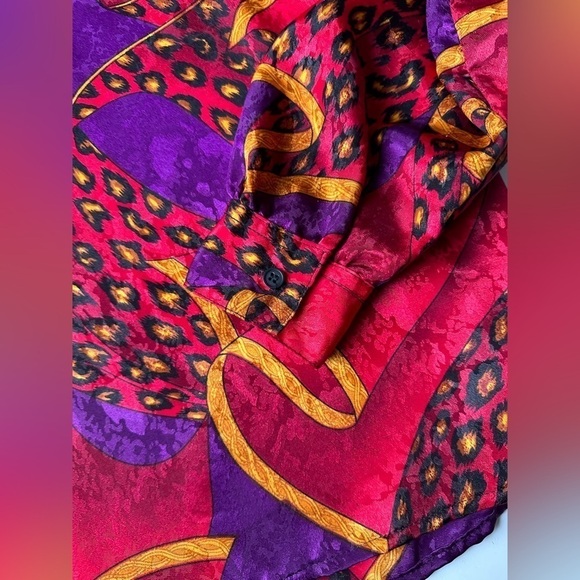 Vintage Laura Jayne Collection Red Abstract Retro Animal Print Blouse Women’s 8 - Picture 6 of 6